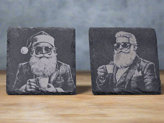 Slate Coaster - My kind of Santa (Cafe Latte)