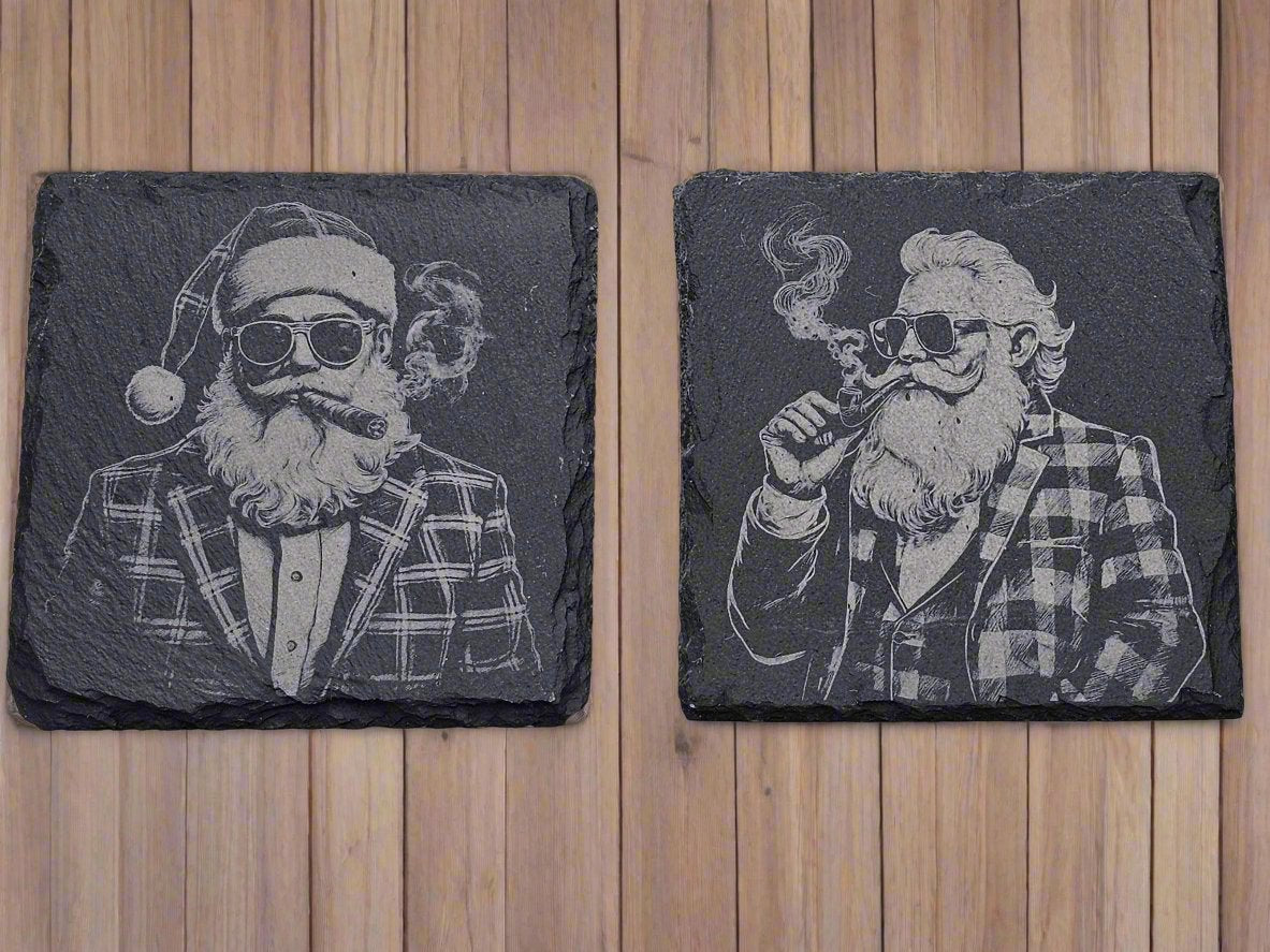 Slate Coaster - My kind of Santa (Smok'n Santa)