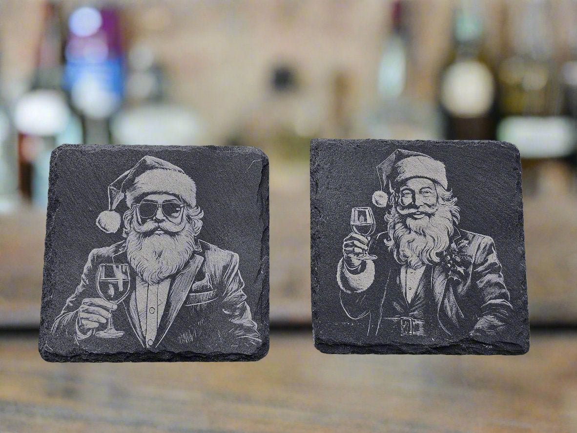 Slate Coaster - My kind of Santa (Wine)